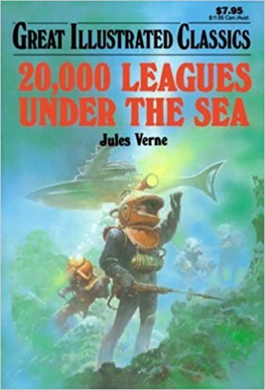 Book cover for "20,000 Leagues Under the Sea" by Jules Verne