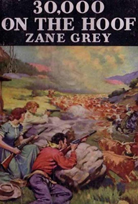 Book cover for "30,000 on the Hoof" by Zane Grey