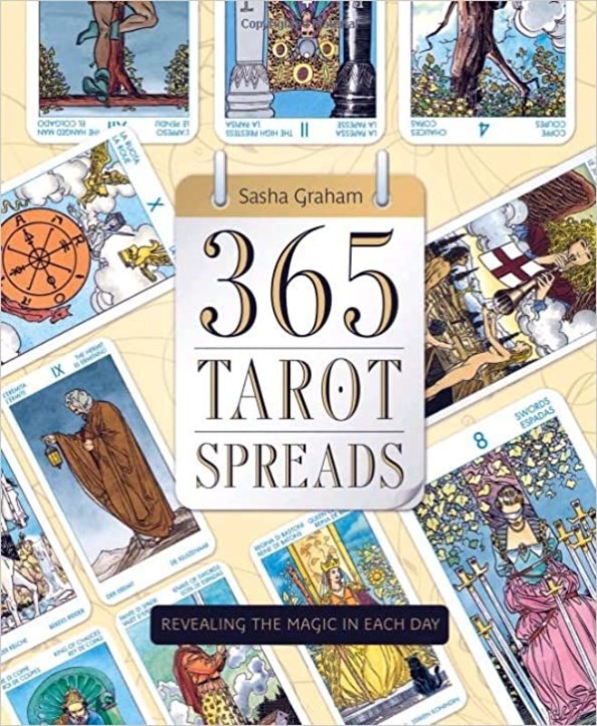 Book cover for "365 Tarot Spreads" by Sasha Graham