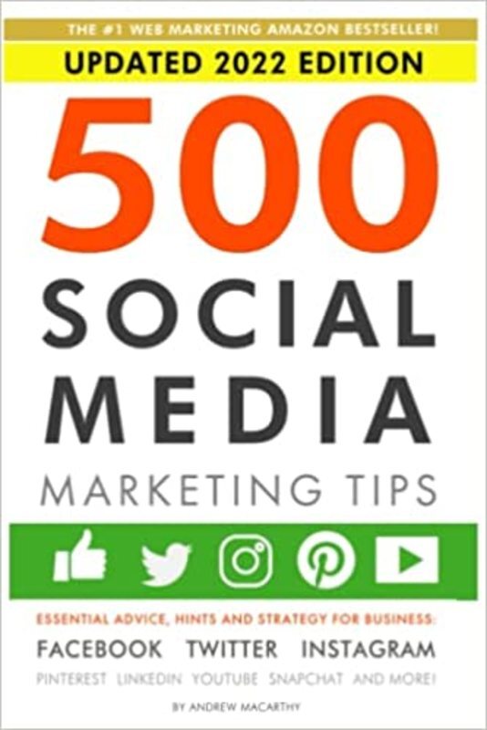 Book cover for "500 Social Media Marketing Tips" by Andrew Macarthy