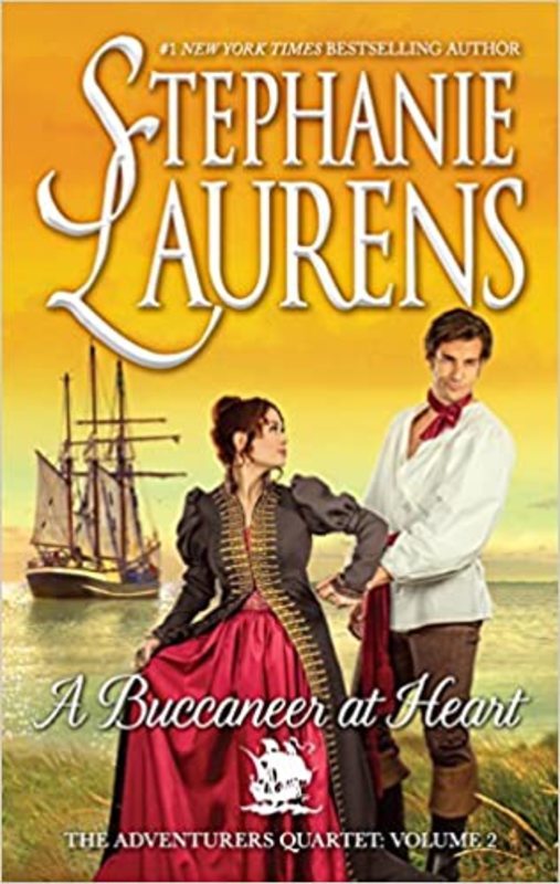 Book cover for "A Buccaneer at Heart" by Stephanie Laurens