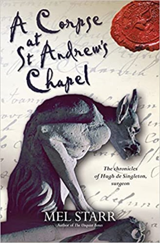 Book cover for "A Corpse at St. Andrew's Chapel" by Mel Starr