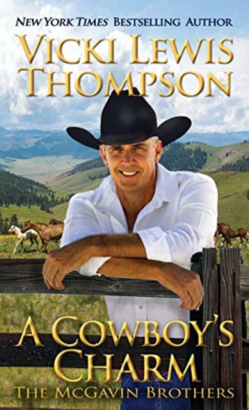 Book cover for "A Cowboy's Charm" by Vicki Lewis Thompson