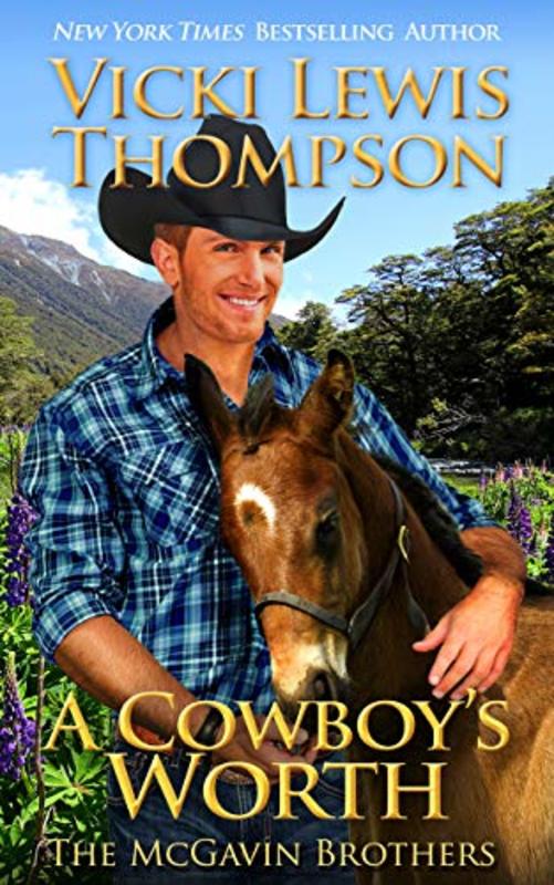 Book cover for "A Cowboy's Worth" by Vicki Lewis Thompson