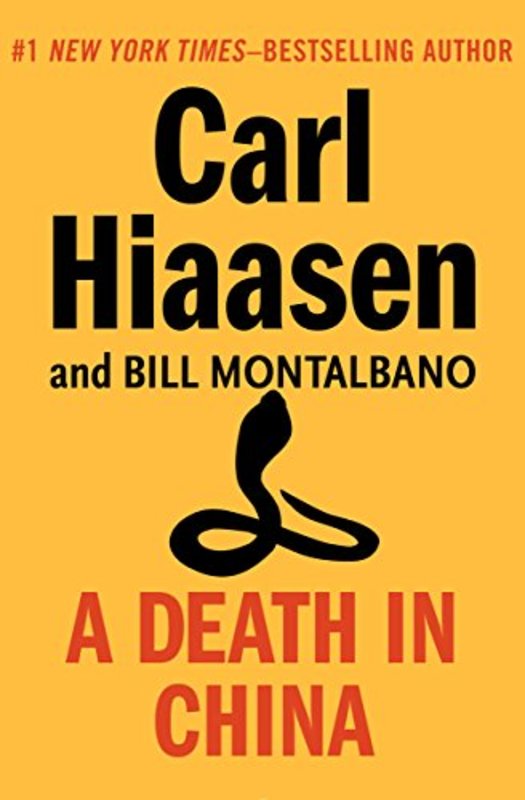 Book cover for "A Death in China" by Carl Hiaasen