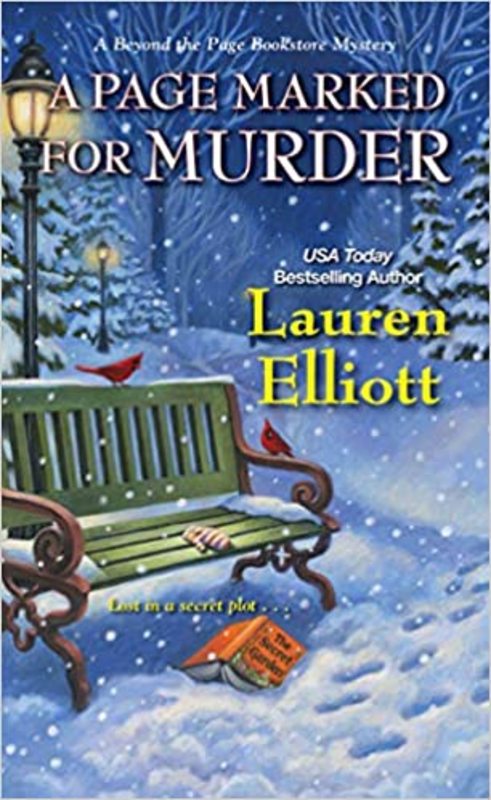 Book cover for "A Page Marked for Murder" by Lauren Elliott