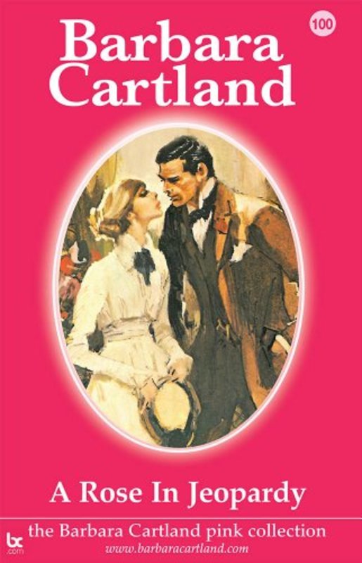Book cover for "A Rose in Jeopardy" by Barbara Cartland