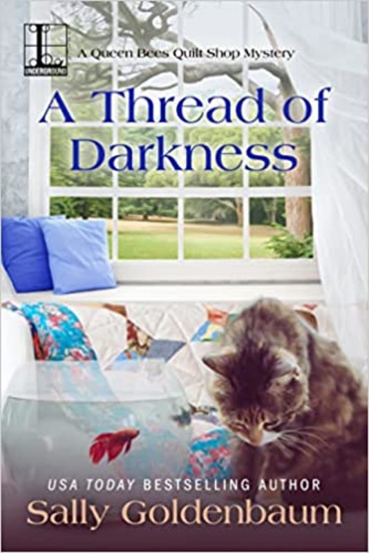 Book cover for "A Thread of Darkness" by Sally Goldenbaum