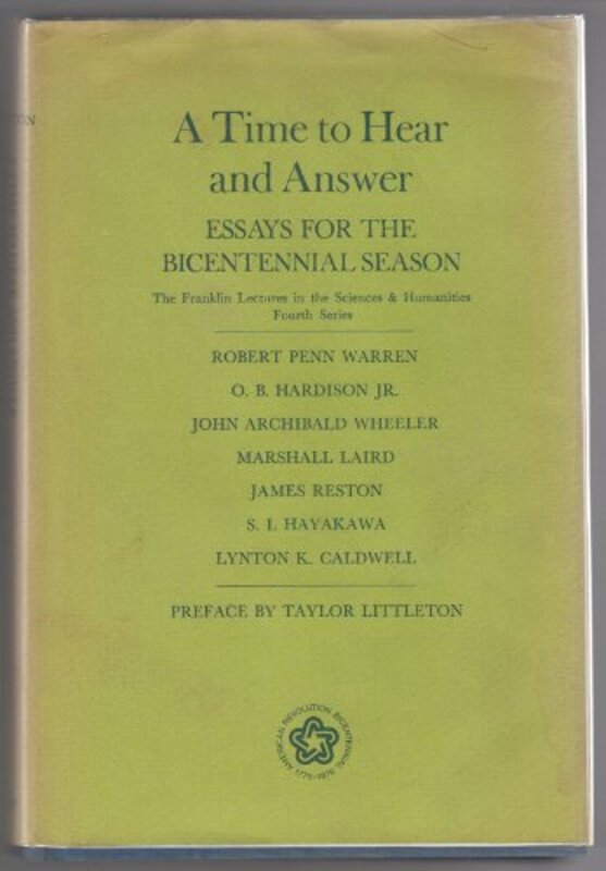 Book cover for "A Time to Hear and Answer" by Robert Penn Warren