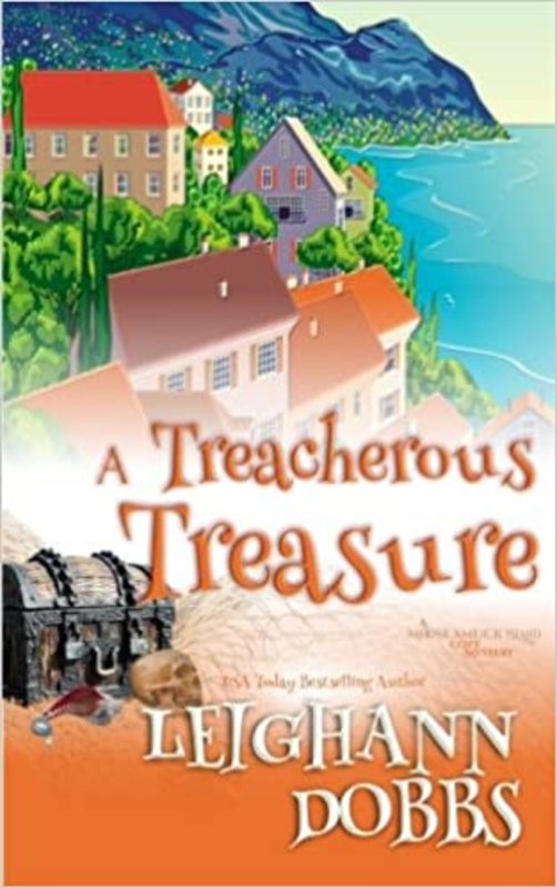 Book cover for "A Treacherous Treasure" by Leighann Dobbs