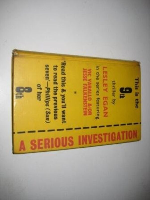 Book cover for "A serious investigation," by Dell Shannon