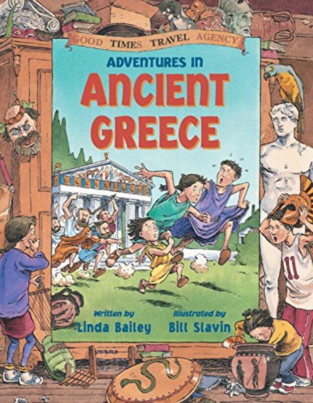 Book cover for "Adventures in Ancient Greece" by Linda Bailey