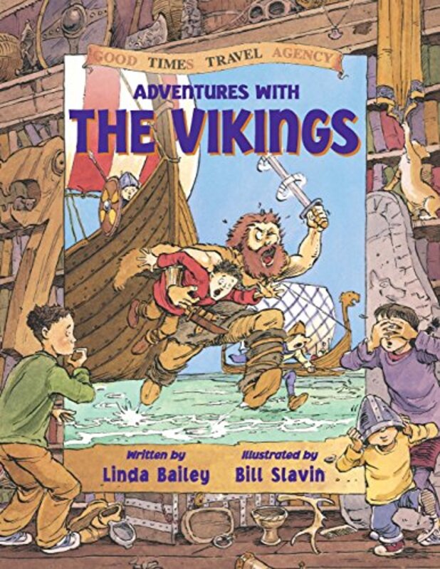 Book cover for "Adventures with the Vikings" by Linda Bailey