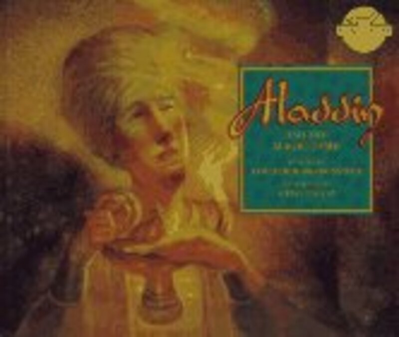 Book cover for "Aladdin and the Magic Lamp" by James Howard Kunstler