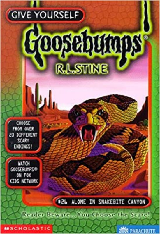 Book cover for "Alone in Snakebite Canyon" by R.L. Stine