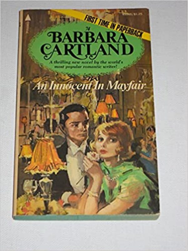 Book cover for "An Innocent in Mayfair" by Barbara Cartland
