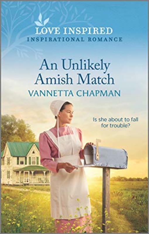 Book cover for "An Unlikely Amish Match" by Vannetta Chapman