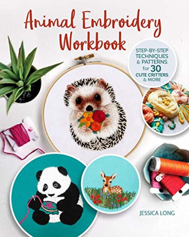 Book cover for "Animal Embroidery Workbook" by Jessica Long