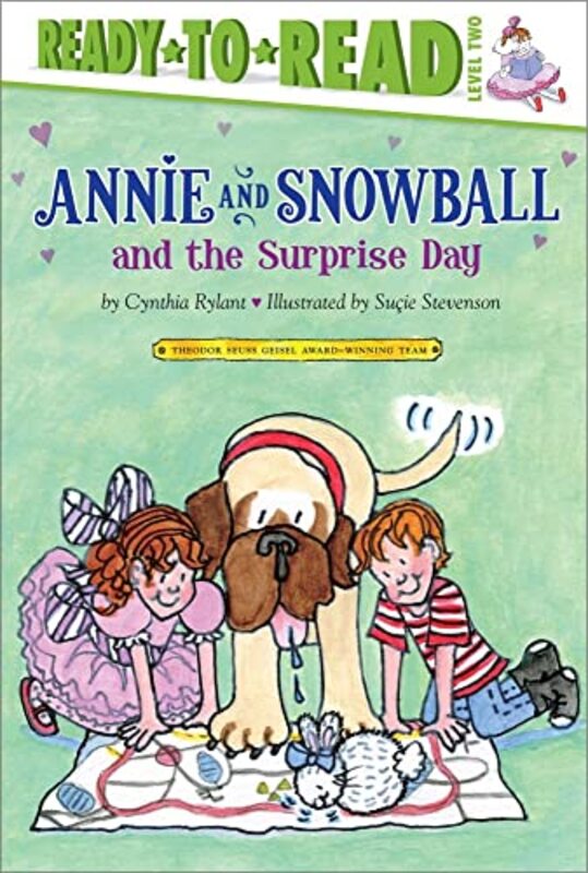 Book cover for "Annie and Snowball and the Surprise Day" by Cynthia Rylant