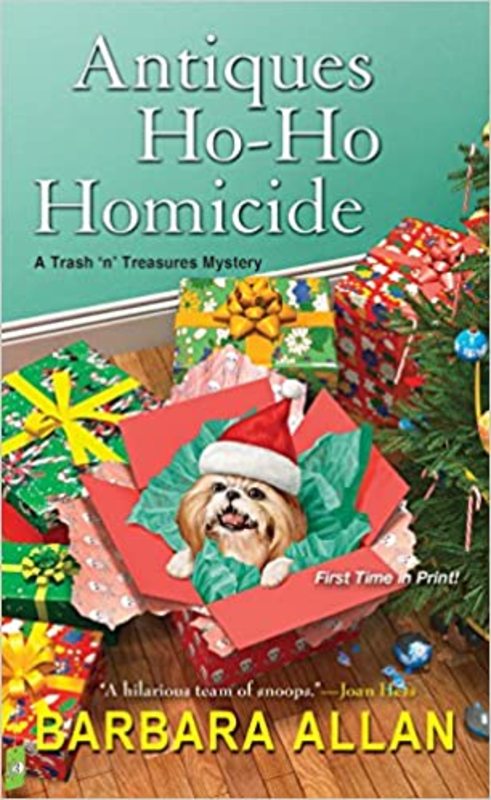 Book cover for "Antiques Ho-Ho-Homicides" by Barbara Allan