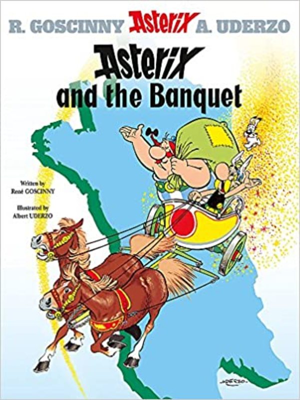 Book cover for "Asterix and the Banquet" by Goscinny