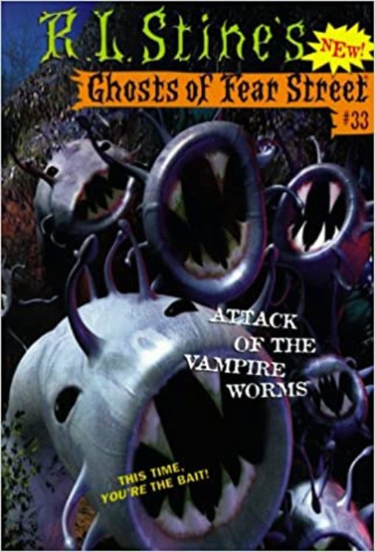 Book cover for "Attack of the Vampire Worms" by R.L. Stine