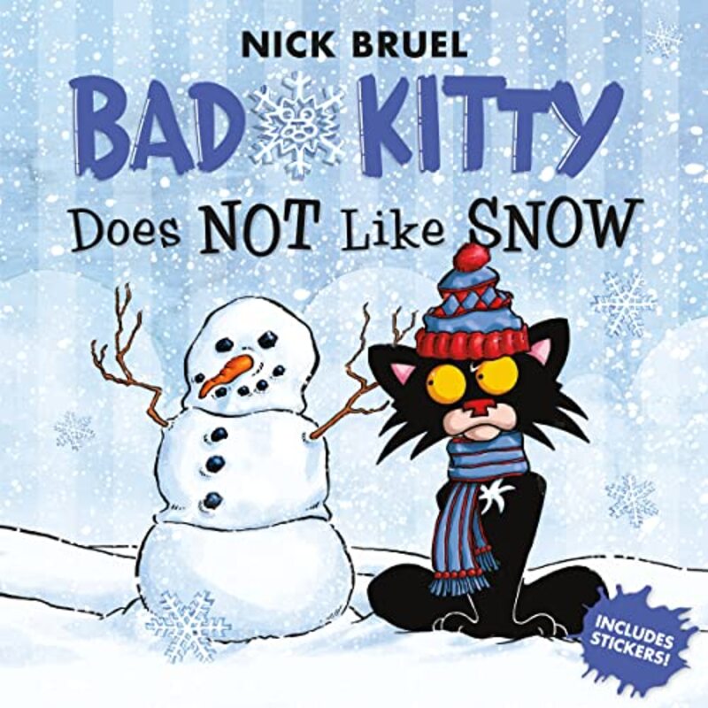 Book cover for "Bad Kitty Does Not Like Snow" by Nick Bruel