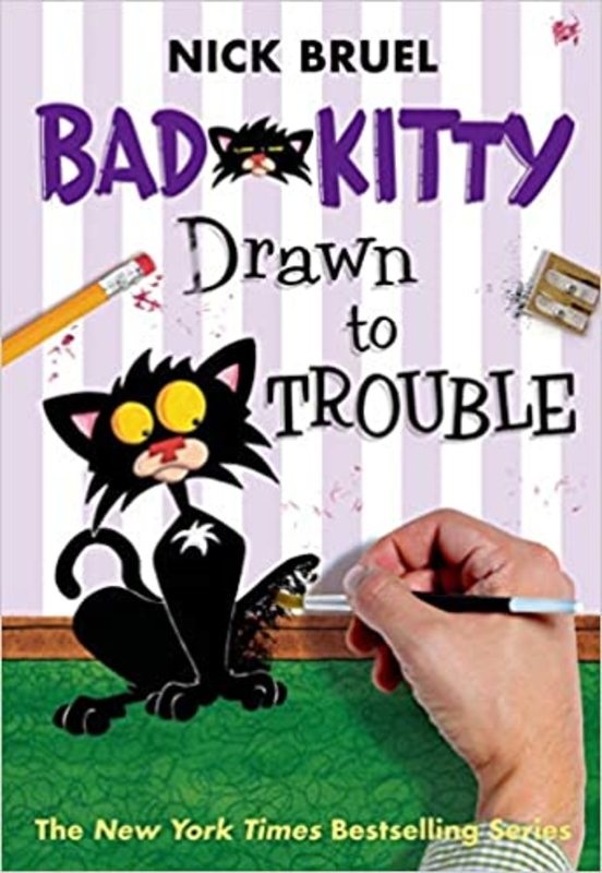 Book cover for "Bad Kitty Drawn to Trouble" by Nick Bruel