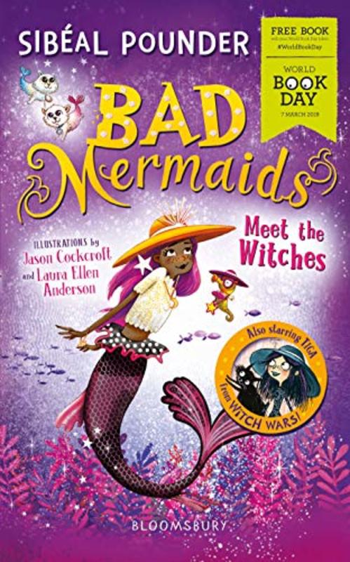 Book cover for "Bad Mermaids Meet the Witches" by Sibeal Pounder