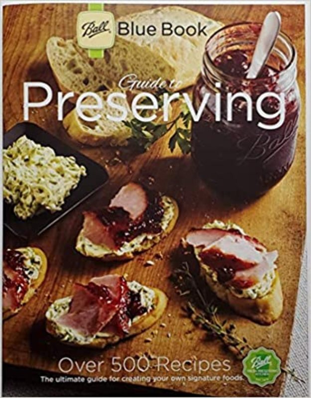 Book cover for "Ball Blue Book Guide to Preserving" by Ball Newell Brands