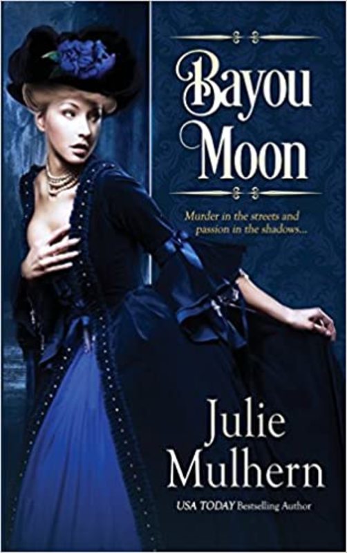 Book cover for "Bayou Moon" by Julie Mulhern