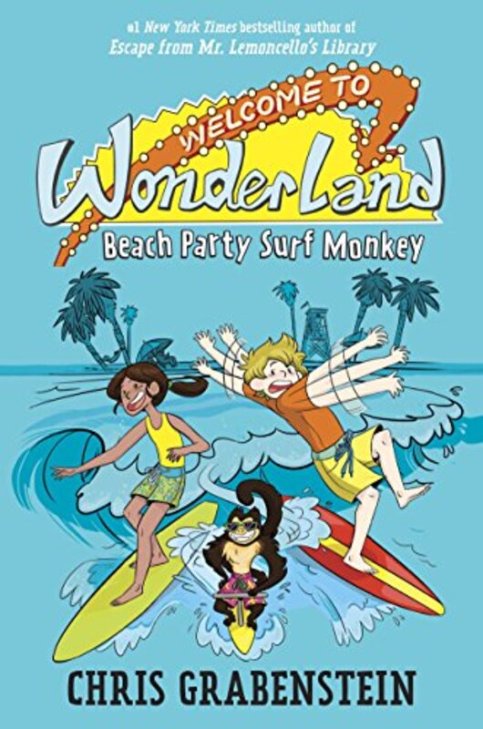 Book cover for "Beach Party Surf Monkey" by Chris Grabenstein
