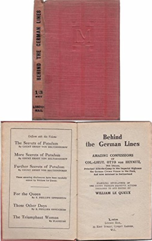 Book cover for "Behind the German Lines" by William Le Queux