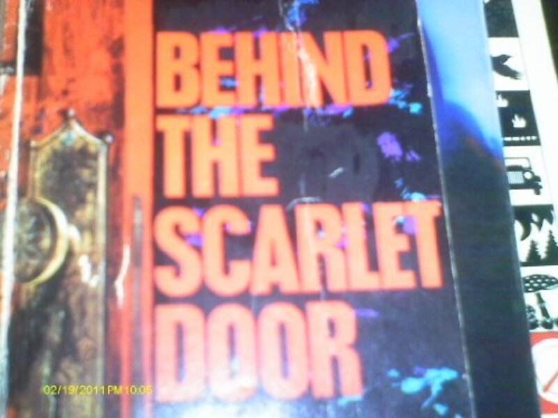 Book cover for "Behind the Scarlet Door" by Lou Cameron