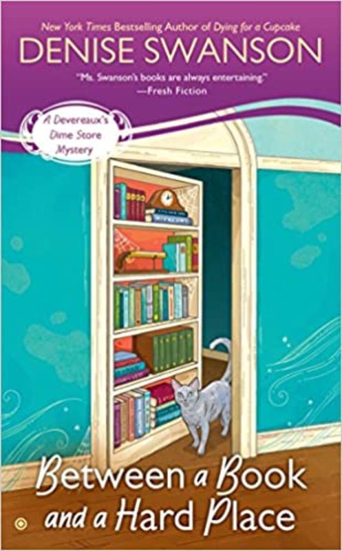 Book cover for "Between a Book and a Hard Place" by Denise Swanson