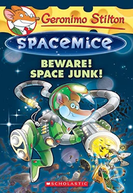 Book cover for "Beware! Space Junk!" by Elisabetta Dami