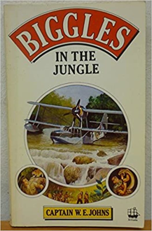 Book cover for "Biggles in the Jungle" by Captain WE Johns