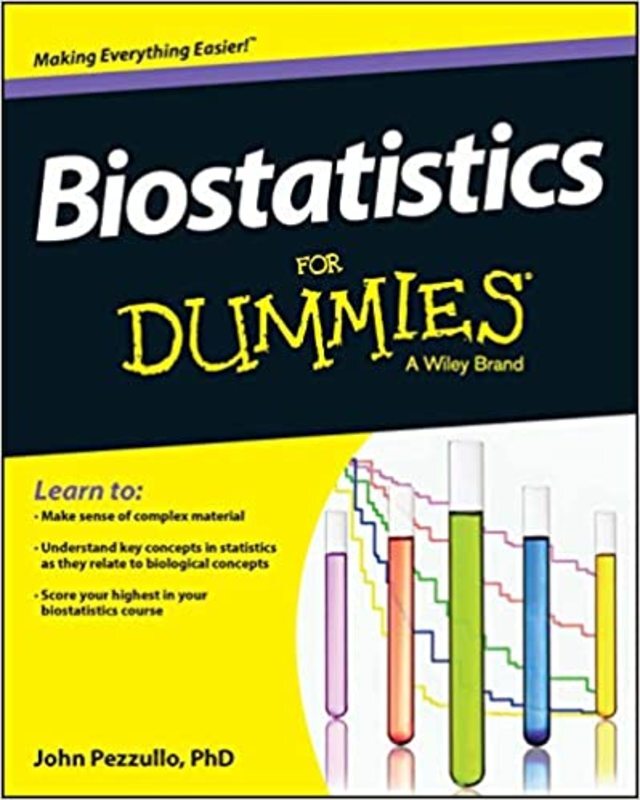 Book cover for "Biostatistics For Dummies" by John Pezzullo