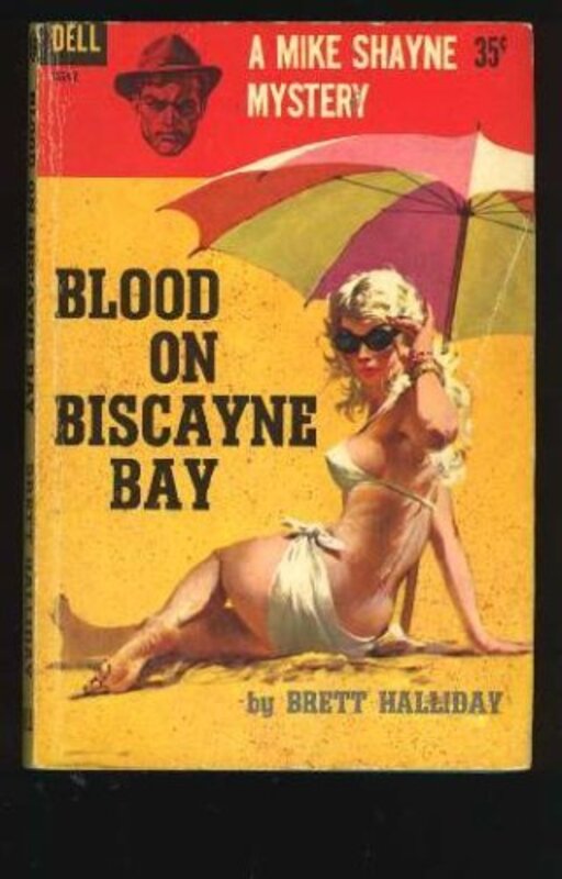 Book cover for "Blood on Biscayne Bay" by Brett Halliday