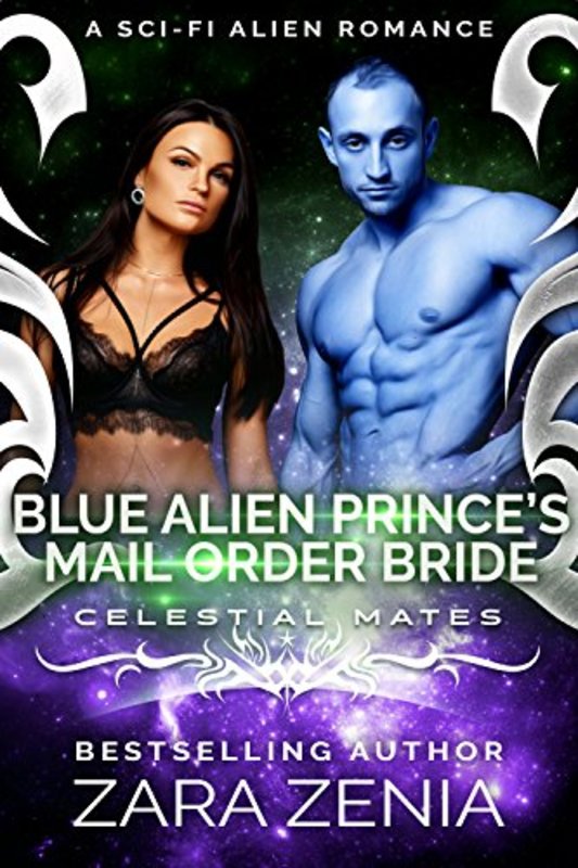 Book cover for "Blue Alien Prince's Mail-Order Bride" by Zara Zenia