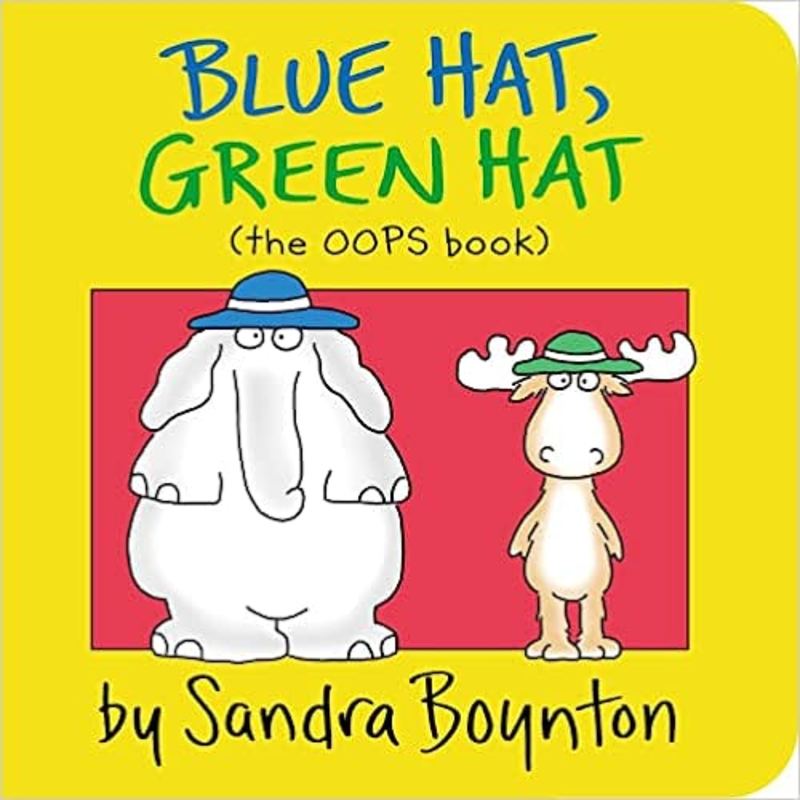 Book cover for "Blue Hat, Green Hat" by Sandra Boynton