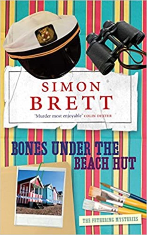 Book cover for "Bones Under the Beach Hut" by Simon Brett
