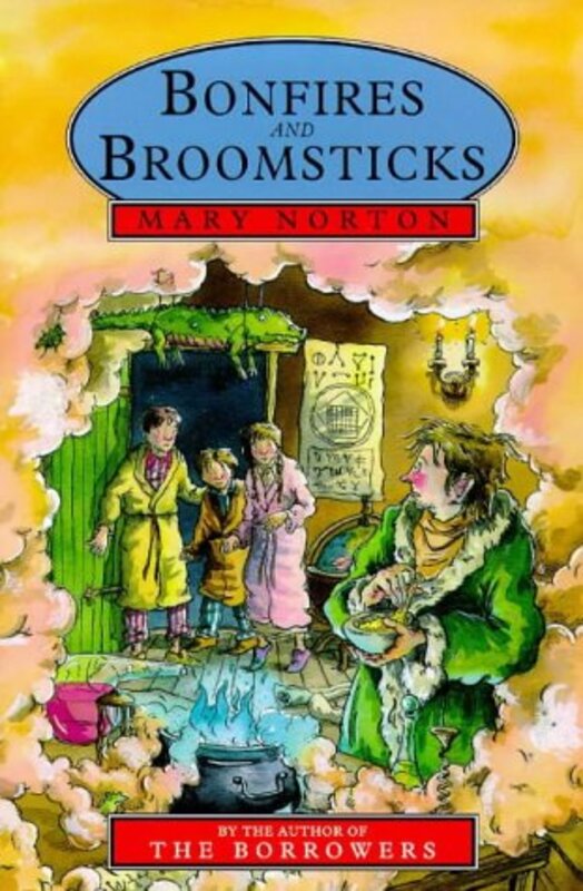 Book cover for "Bonfires and Broomsticks" by Mary Norton