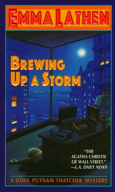 Book cover for "Brewing Up a Storm" by Emma Lathen
