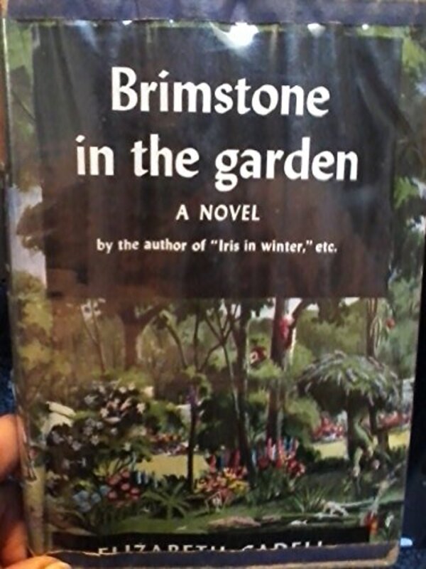 Book cover for "Brimstone in the garden" by Elizabeth Cadell