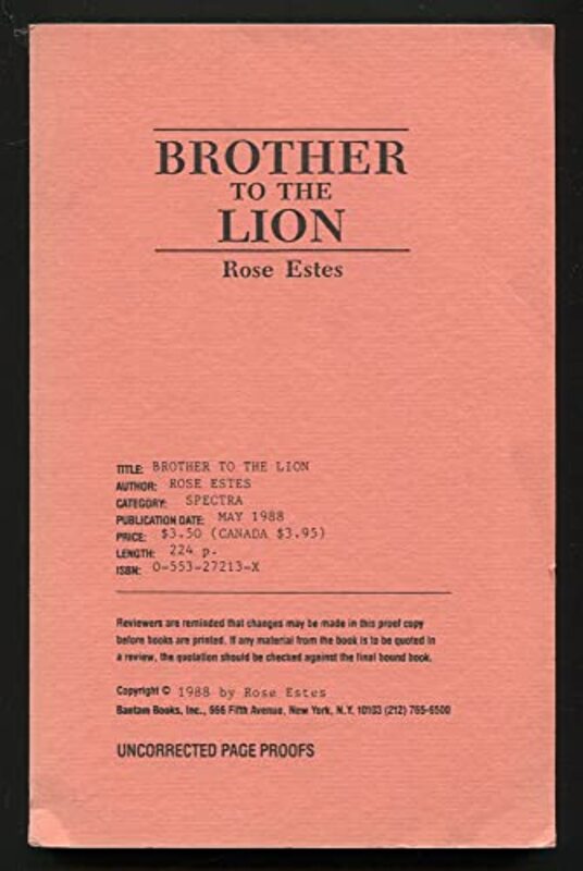 Book cover for "Brother to the Lion" by Rose Estes