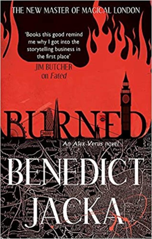 Book cover for "Burned" by Benedict Jacka