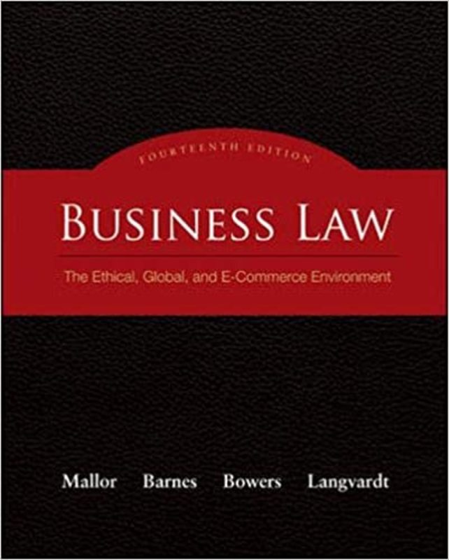 Book cover for "Business Law" by Jane Mallor