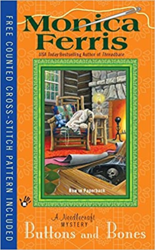 Book cover for "Buttons and Bones" by Monica Ferris