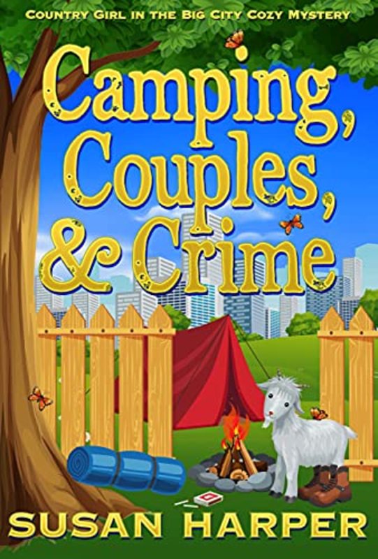 Book cover for "Camping, Couples, and Crime" by Susan Harper